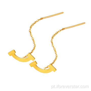 Para sempre estrela real 18k amarelo ouro brinco